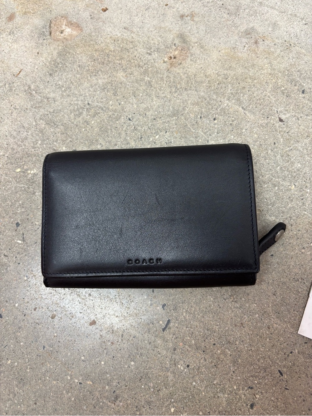 Coach compact clutch with zip coin black Leather Wallet